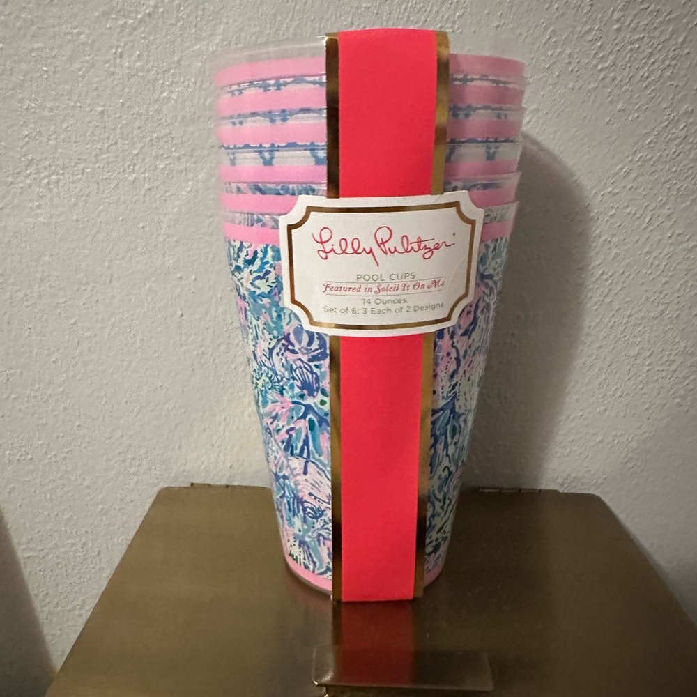 Lilly Pulitzer Pink and Blue Pool Cups Set